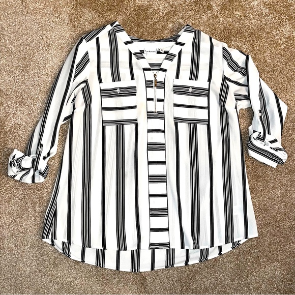 Kim Rogers‎ Blouse Size Xl Blue White - Picture 1 of 5